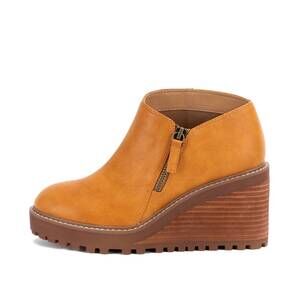NEW YELLOWBOX women's ankara wedge ankle boot in tan